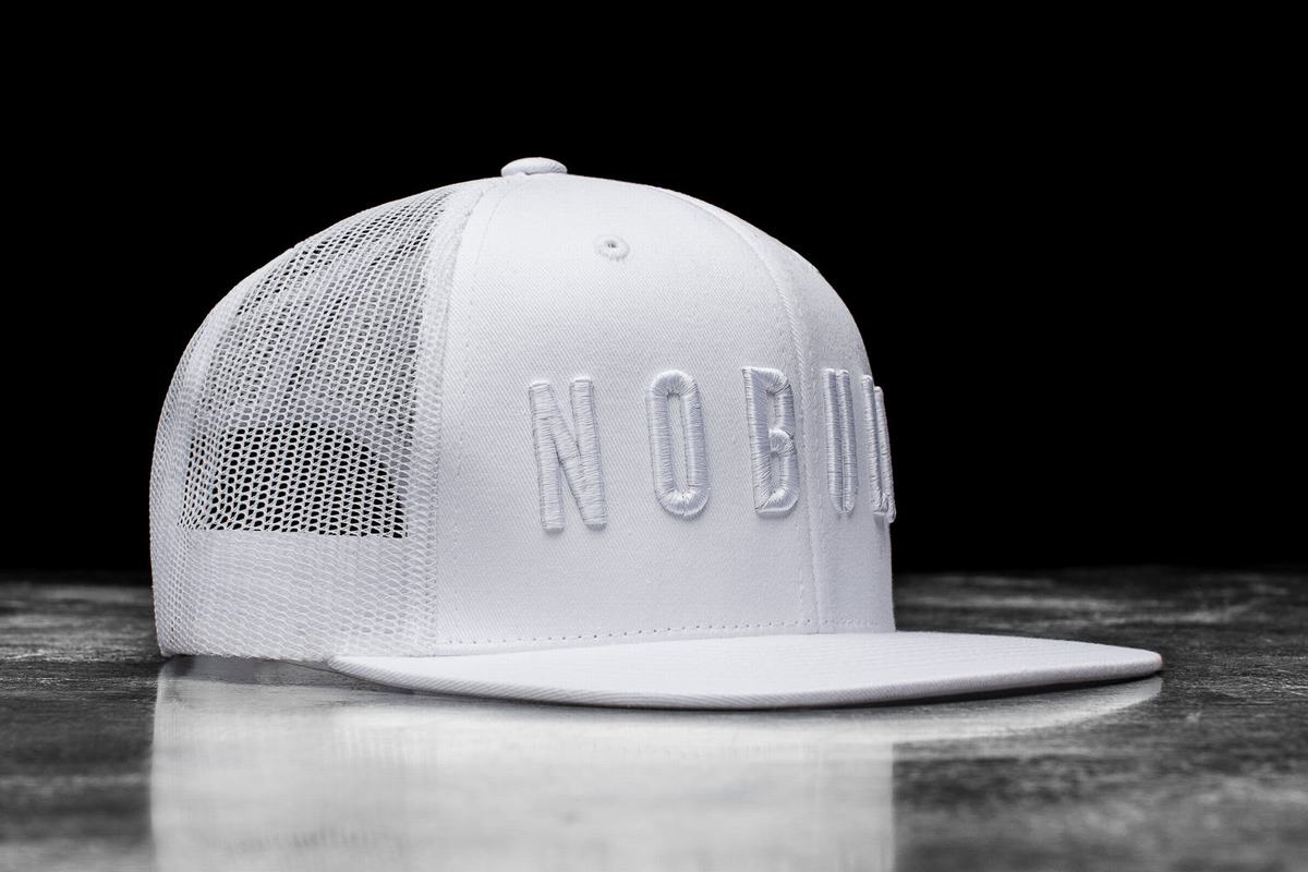 Nobull Flat-Brim Trucker Men's Hats White | Australia (TU2986)